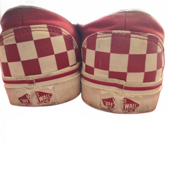 Vans Classic Slip-On Checkerboard Sneakers Red and White - Picture 5 of 6